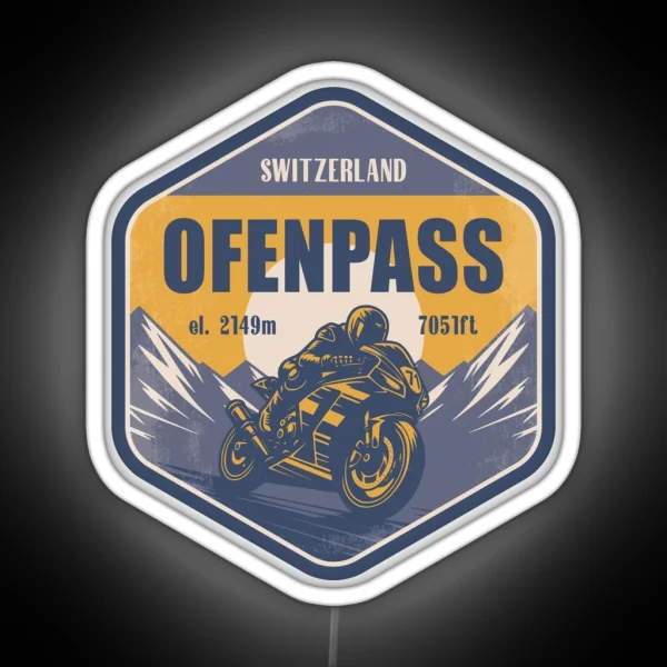 Ofen Pass Switzerland Motorcycling Mountain Design RGB Neon Sign