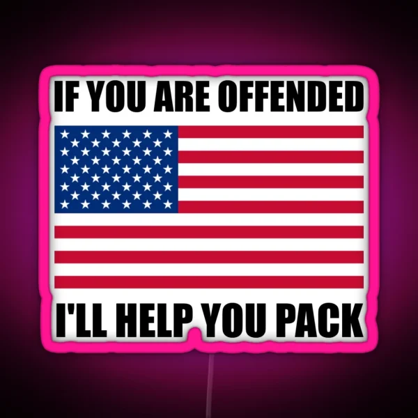 Offended USA Flag Help Pack RGB Neon Sign