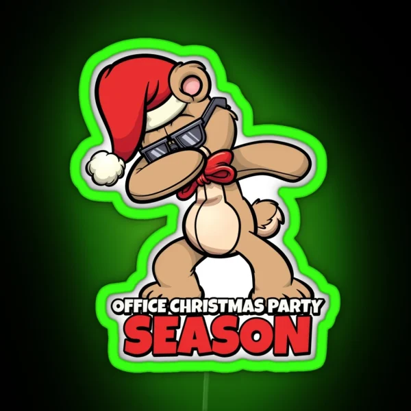 Office Christmas Party Dabbing Santa Bear RGB Neon Sign