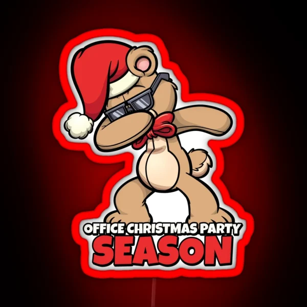 Office Christmas Party Dabbing Santa Bear RGB Neon Sign