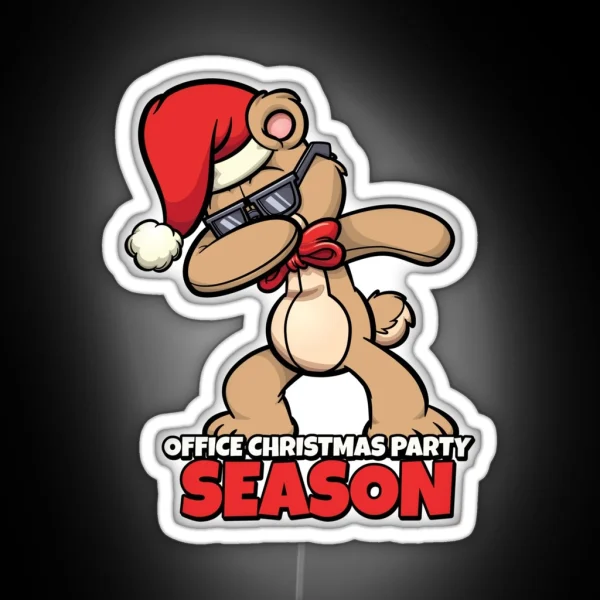 Office Christmas Party Dabbing Santa Bear RGB Neon Sign