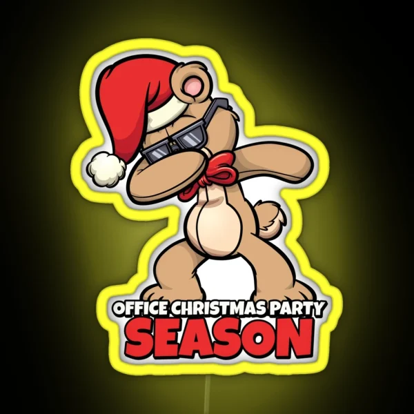 Office Christmas Party Dabbing Santa Bear RGB Neon Sign