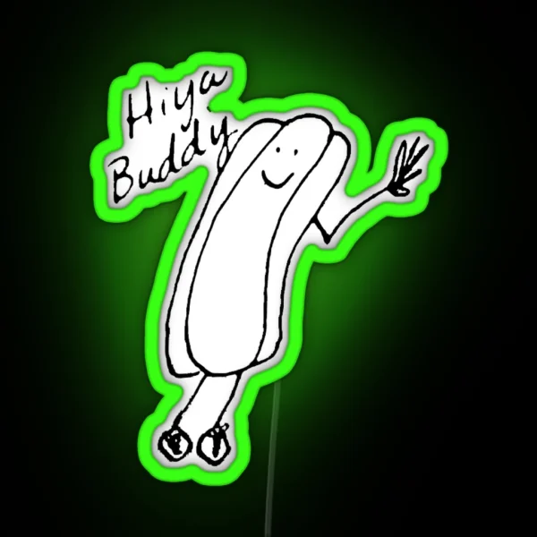 Office Hotdog Doodle RGB Neon Sign