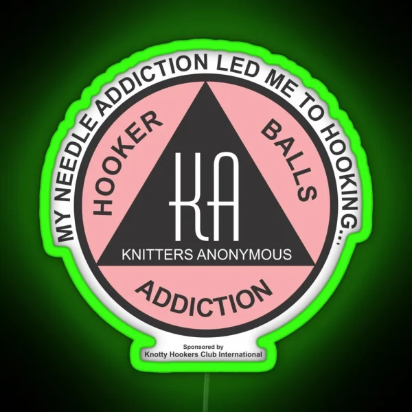 Official Knitters Anonymous Needle RGB Neon Sign