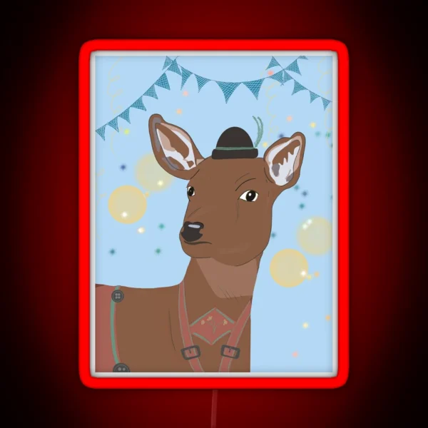 Oh Deer Lederhosen RGB Neon Sign