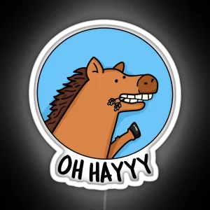 Oh Hayyy Funny Horse Puns RGB Neon Sign