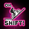 funny mountain biking design with neon rgb sign - pink