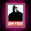 Neon sign displaying 'Oh Yes' in vibrant pink colors.