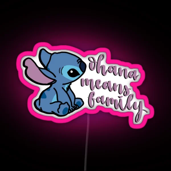 Ohana Means Family Stitch RGB Neon Sign