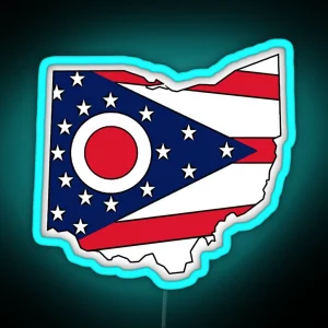 Ohio Flag State Outline RGB Neon Sign