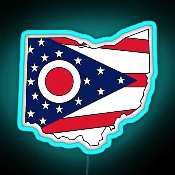 Ohio Flag State Outline RGB Neon Sign