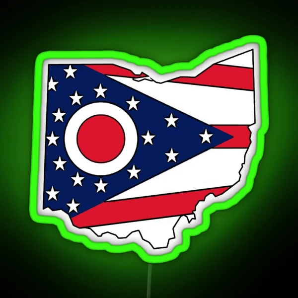 Ohio Flag State Outline RGB Neon Sign