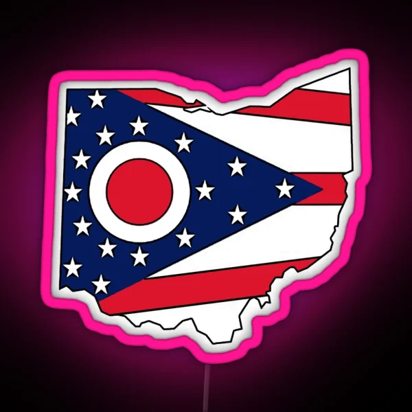 Ohio Flag State Outline RGB Neon Sign