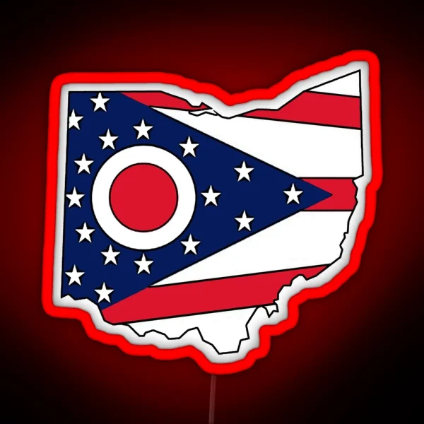 Ohio Flag State Outline RGB Neon Sign