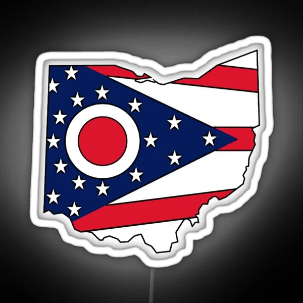 Ohio Flag State Outline RGB Neon Sign