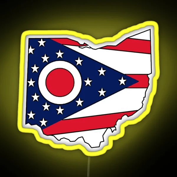 Ohio Flag State Outline RGB Neon Sign