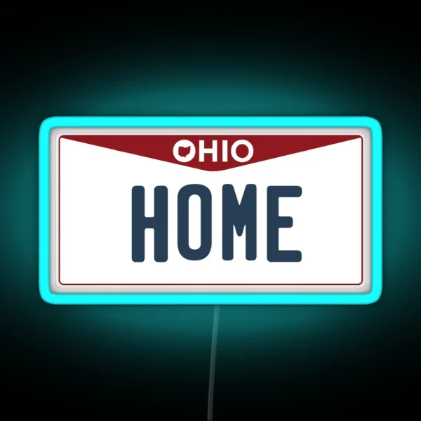 Ohio License Plate Home RGB Neon Sign