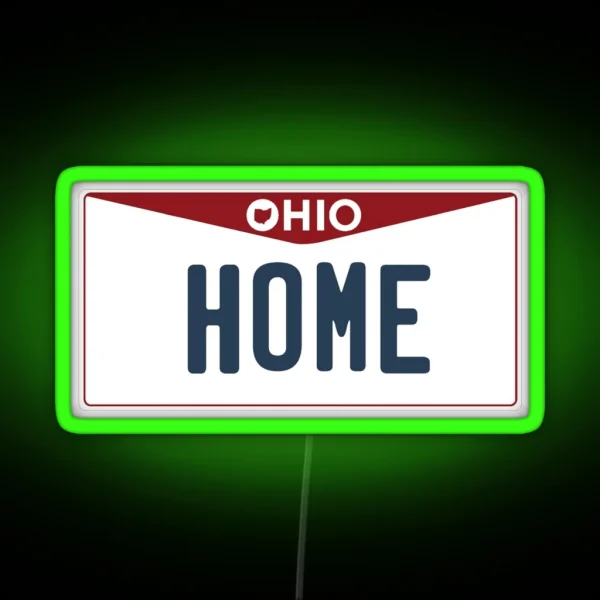 Ohio License Plate Home RGB Neon Sign