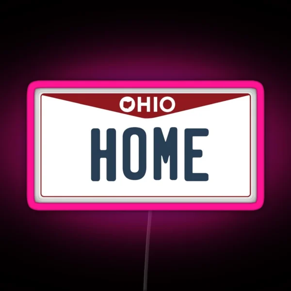 Ohio License Plate Home RGB Neon Sign