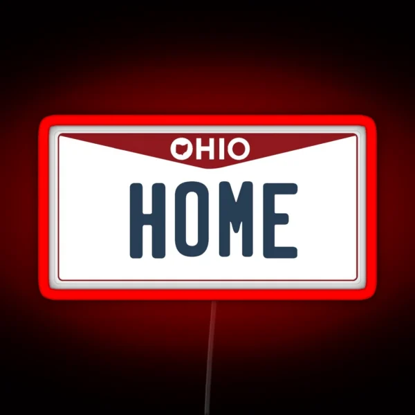 Ohio License Plate Home RGB Neon Sign