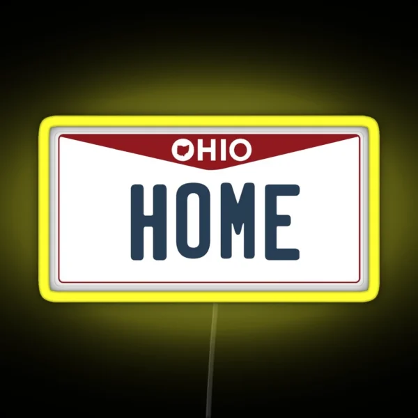 Ohio License Plate Home RGB Neon Sign