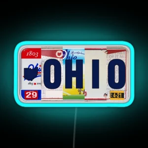 Ohio License Plates RGB Neon Sign