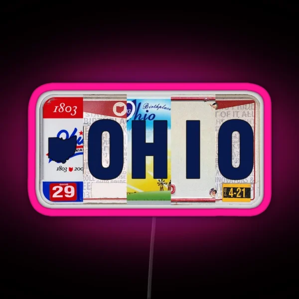 Ohio License Plates RGB Neon Sign