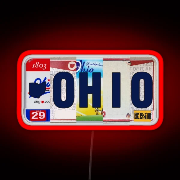 Ohio License Plates RGB Neon Sign