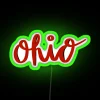 neon sign displaying ohio in vibrant rgb colors