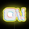 neon sign displaying oi roy says hi in rgb yellow