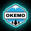 neon sign at okemo mountain vermont ski resort with mountain view and vibrant rgb colors in blue.
