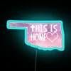 oklahoma this is home rgb neon sign blue glow vibrant typography