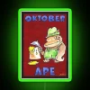 oktoberfest neon sign featuring an ape in vibrant rgb colors