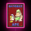 RGB Neon Sign Featuring Oktober Ape in Red and Pink Colors