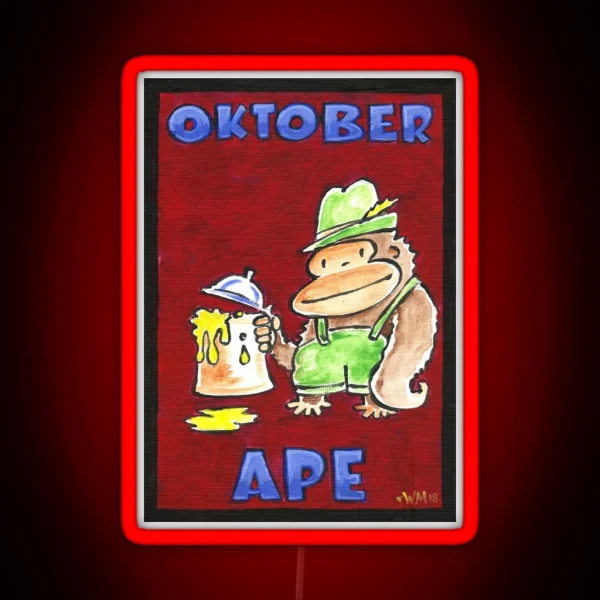 Oktober Ape On Red RGB Neon Sign