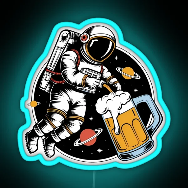 Oktoberfest Astronaut Beerfest Space Adventure RGB Neon Sign