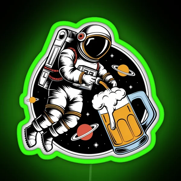 Oktoberfest Astronaut Beerfest Space Adventure RGB Neon Sign