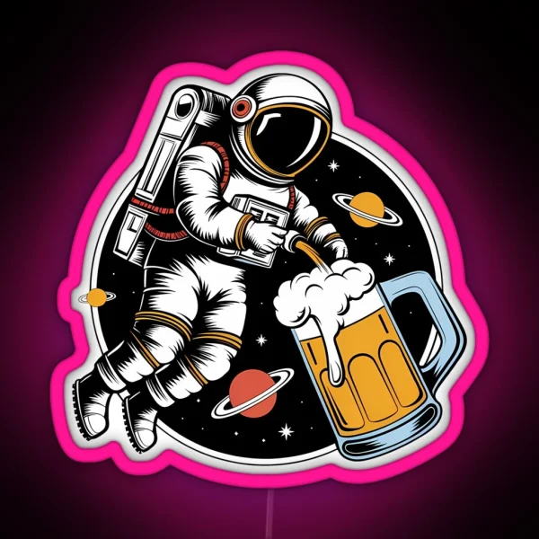 Oktoberfest Astronaut Beerfest Space Adventure RGB Neon Sign