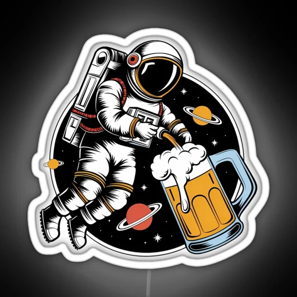 Oktoberfest Astronaut Beerfest Space Adventure RGB Neon Sign