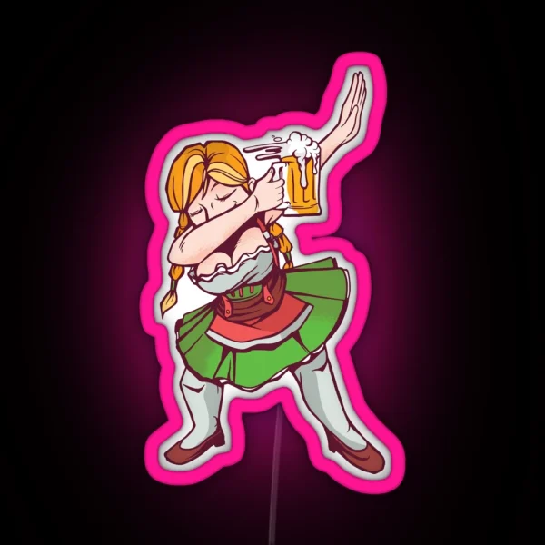 Oktoberfest Bavarian Girl Dabbing Dab Dirndl RGB Neon Sign