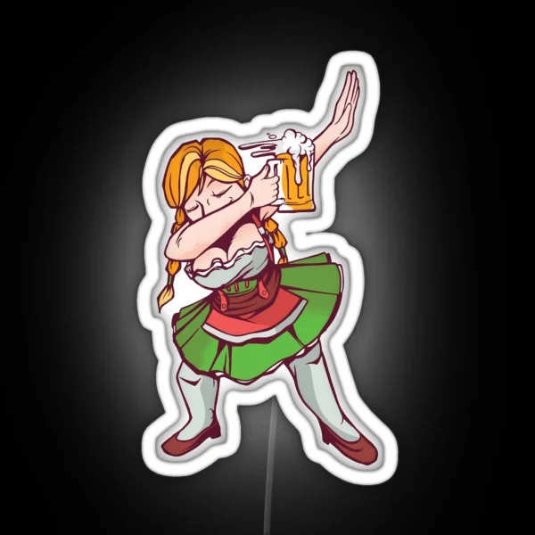 Oktoberfest Bavarian Girl Dabbing Dab Dirndl RGB Neon Sign
