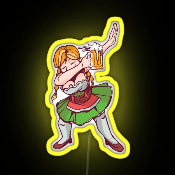Oktoberfest Bavarian Girl Dabbing Dab Dirndl RGB Neon Sign