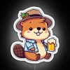 oktoberfest beaver rgb neon sign white background
