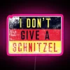 Neon Oktoberfest Germany flag sign featuring 'I don't give a schnitzel' in vibrant RGB colors.