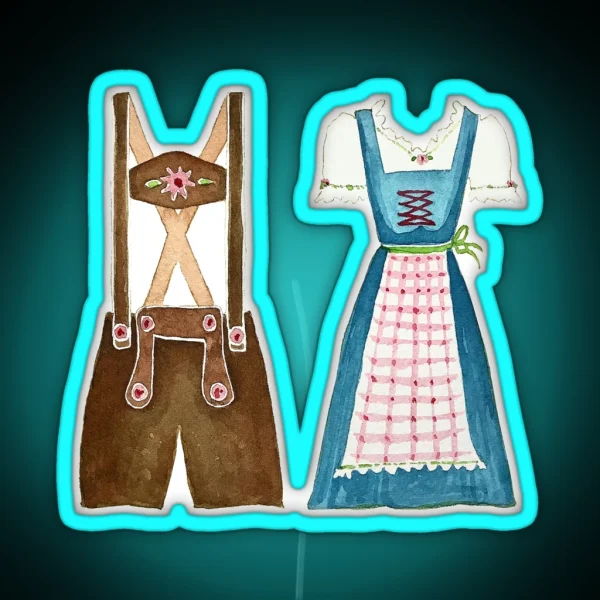 Oktoberfest Lederhosen And Dirndl RGB Neon Sign
