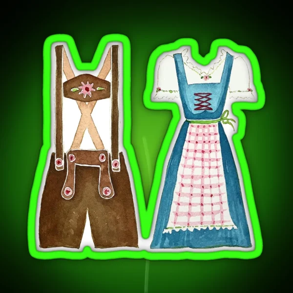 Oktoberfest Lederhosen And Dirndl RGB Neon Sign