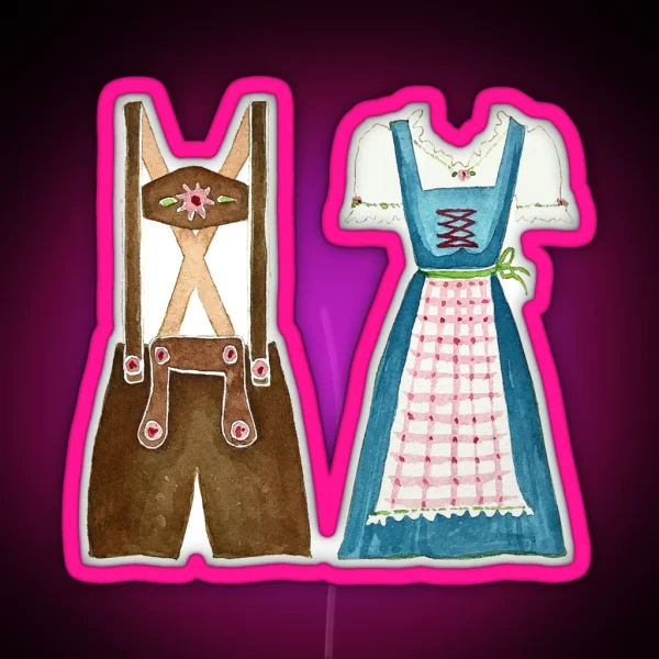Oktoberfest Lederhosen And Dirndl RGB Neon Sign