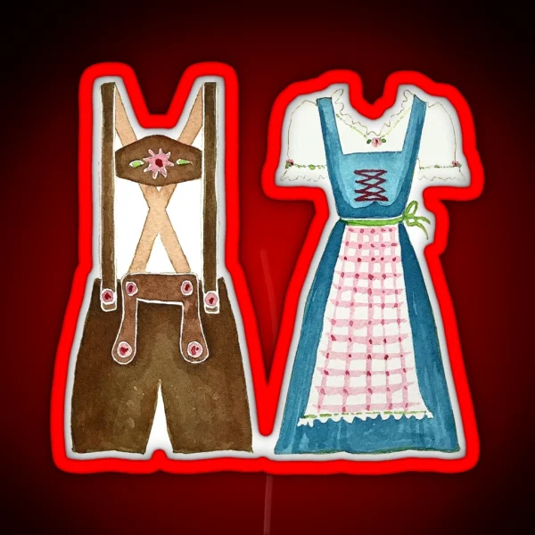 Oktoberfest Lederhosen And Dirndl RGB Neon Sign