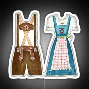 Oktoberfest Lederhosen And Dirndl RGB Neon Sign