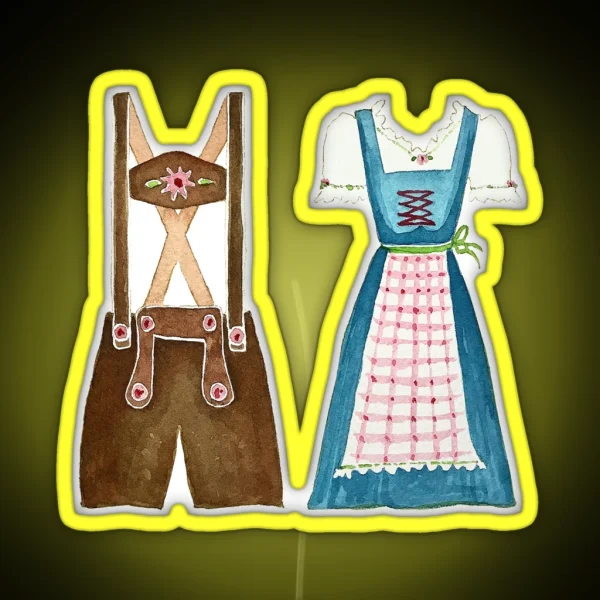 Oktoberfest Lederhosen And Dirndl RGB Neon Sign